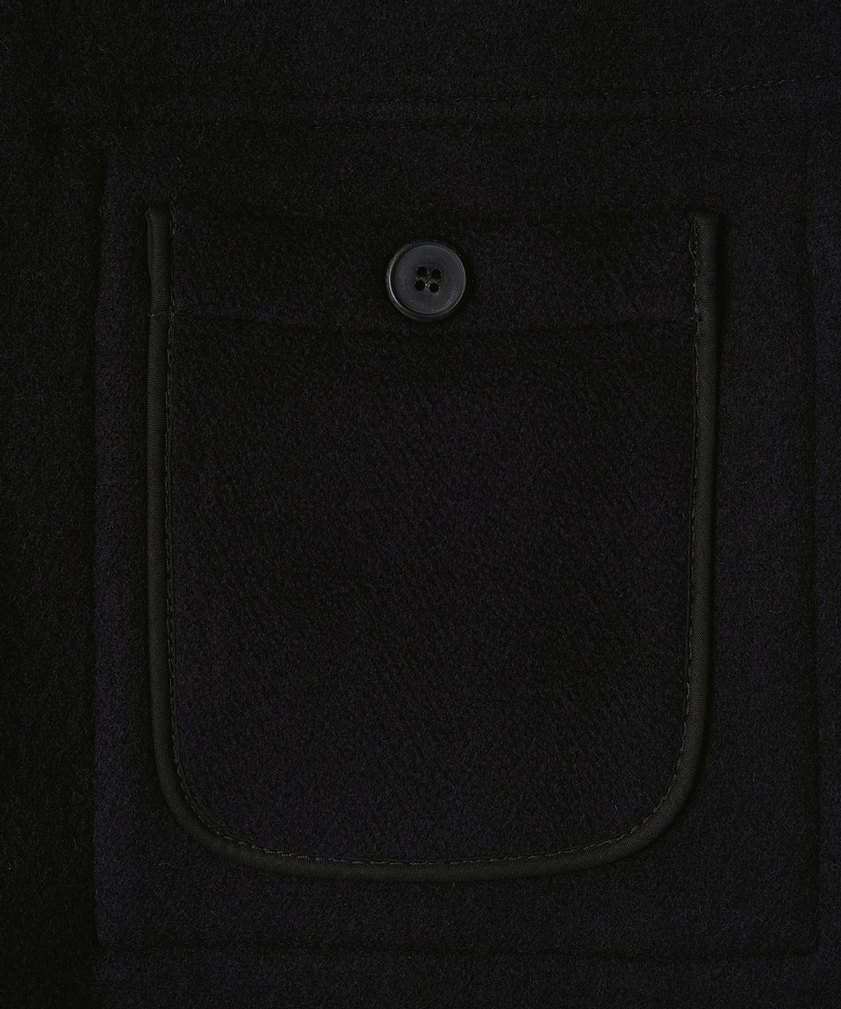 몽고메리(MONTGOMERY) WOMENS CLASSIC HERRINGBONE DUFFLE COAT WITH HORN - BLACK