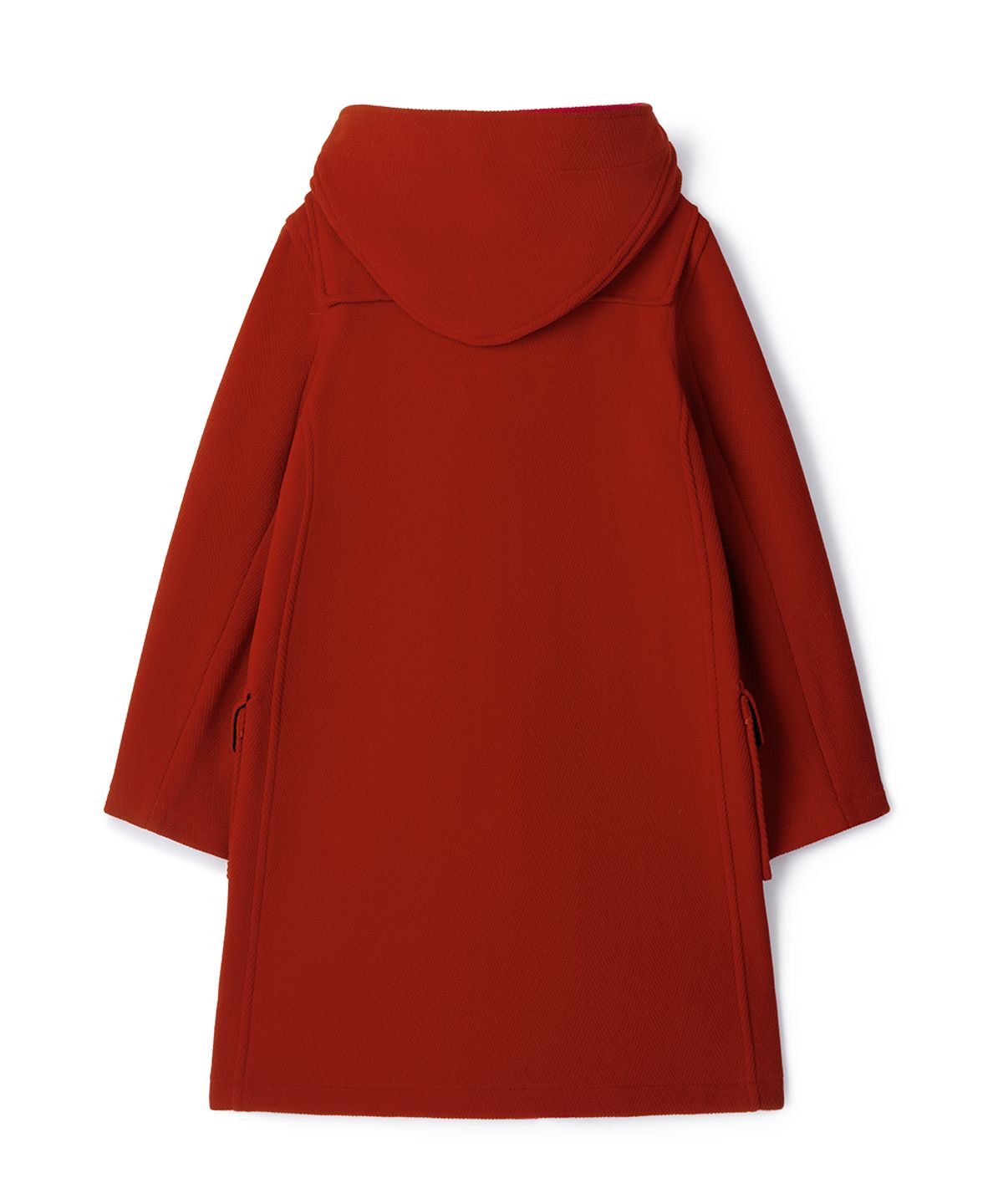 몽고메리(MONTGOMERY) WOMENS CLASSIC HERRINGBONE DUFFLE COAT WITH HORN - RED