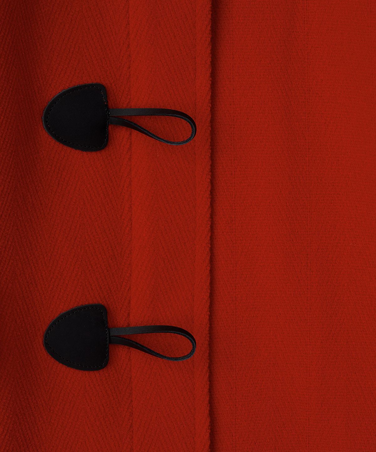 몽고메리(MONTGOMERY) WOMENS CLASSIC HERRINGBONE DUFFLE COAT WITH HORN - RED