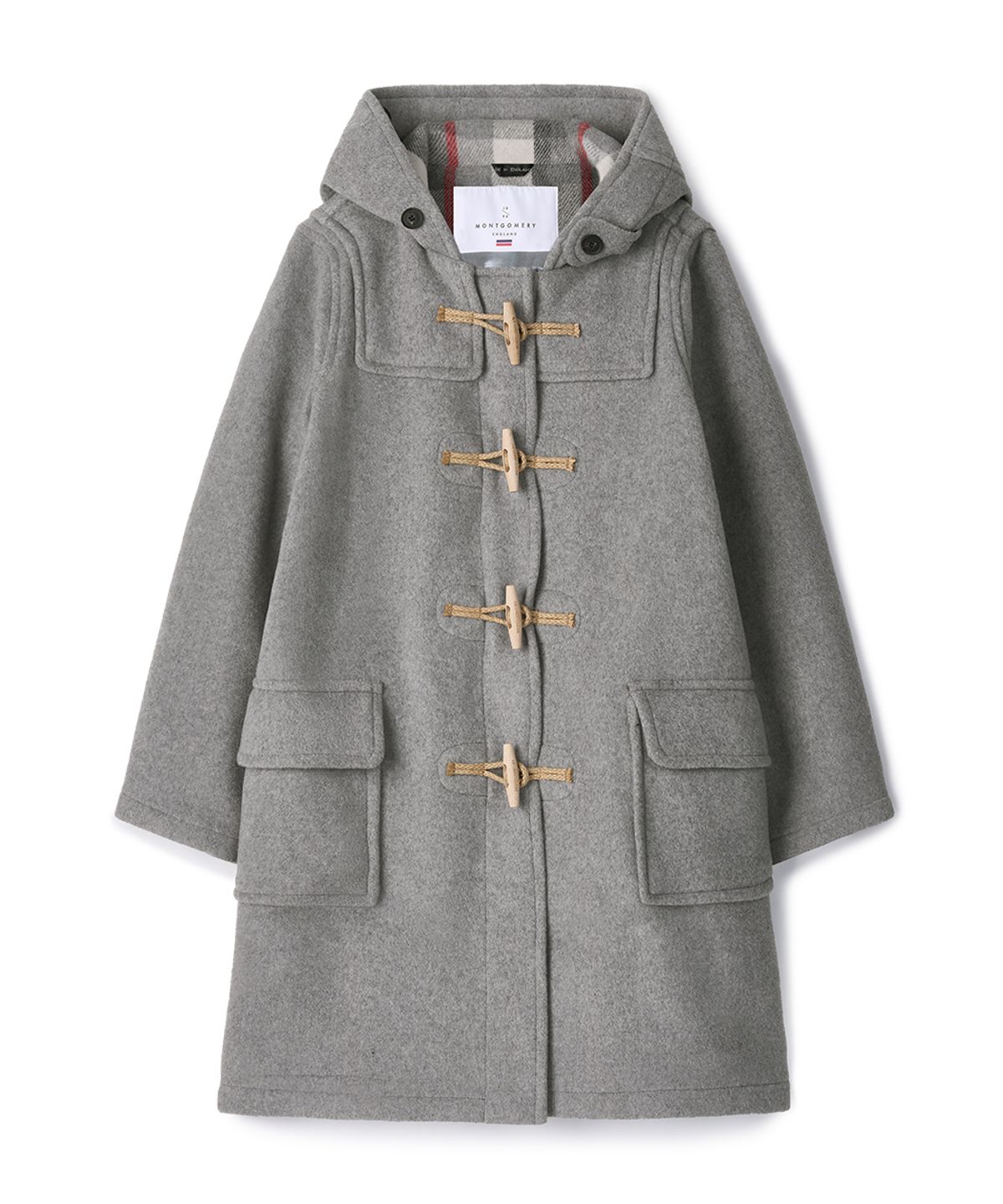 몽고메리(MONTGOMERY) WOMENS CLASSIC FIT DUFFLE COAT WITH WOODEN - PEARL GREY