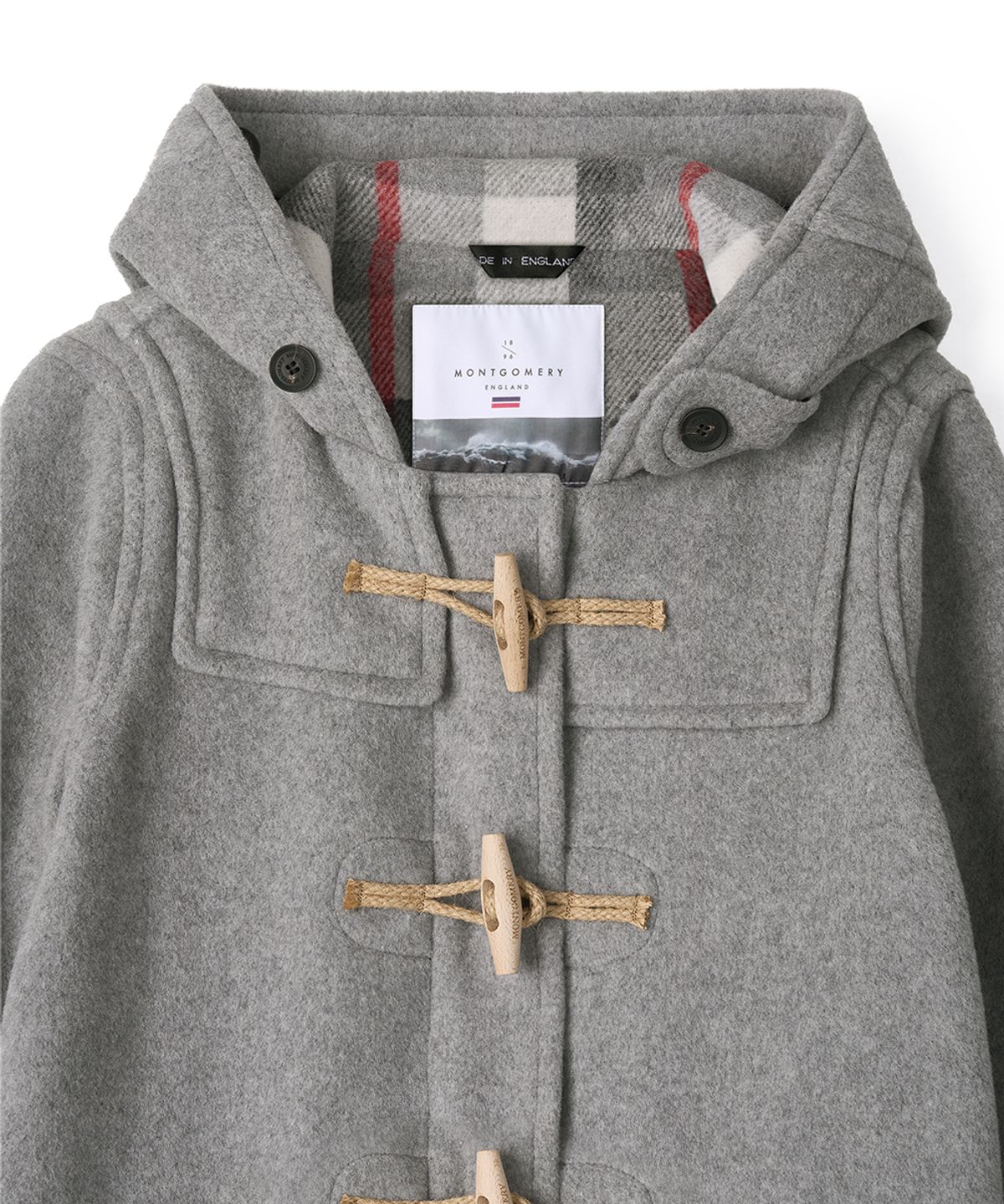 몽고메리(MONTGOMERY) WOMENS CLASSIC FIT DUFFLE COAT WITH WOODEN - PEARL GREY