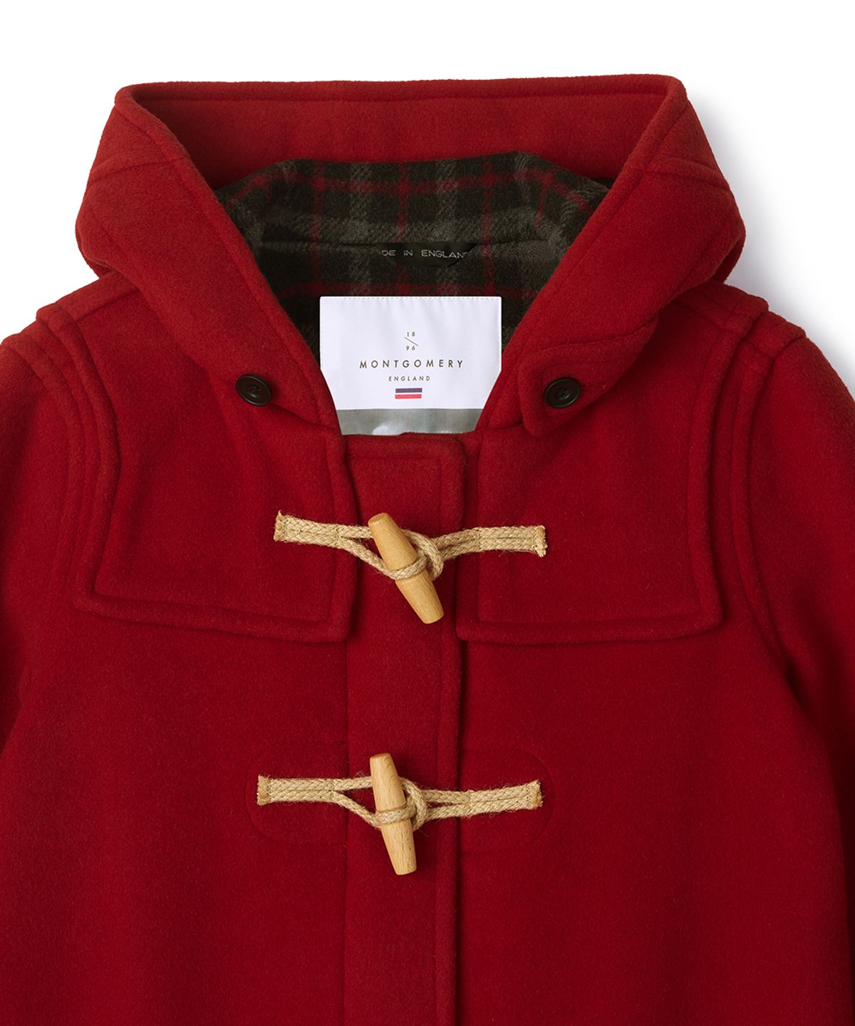 몽고메리(MONTGOMERY) WOMENS CLASSIC FIT DUFFLE COAT WITH WOODEN - RED