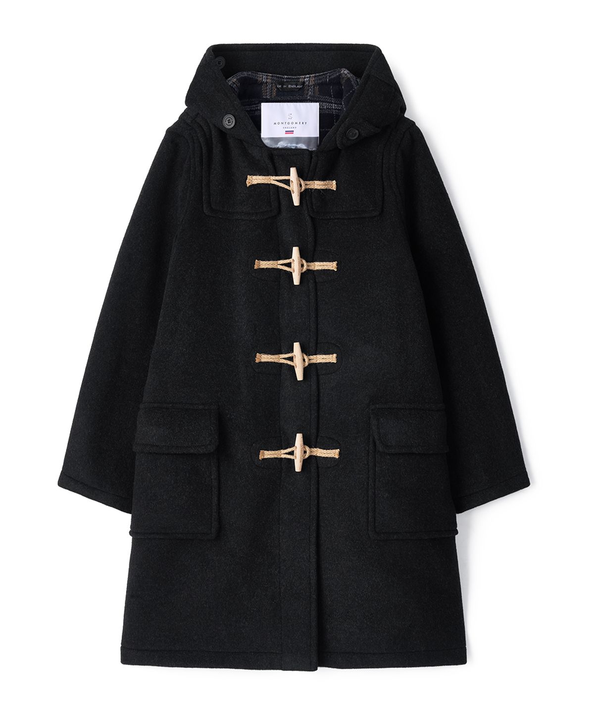 몽고메리(MONTGOMERY) WOMENS CLASSIC FIT DUFFLE COAT WITH WOODEN - CHARCOAL