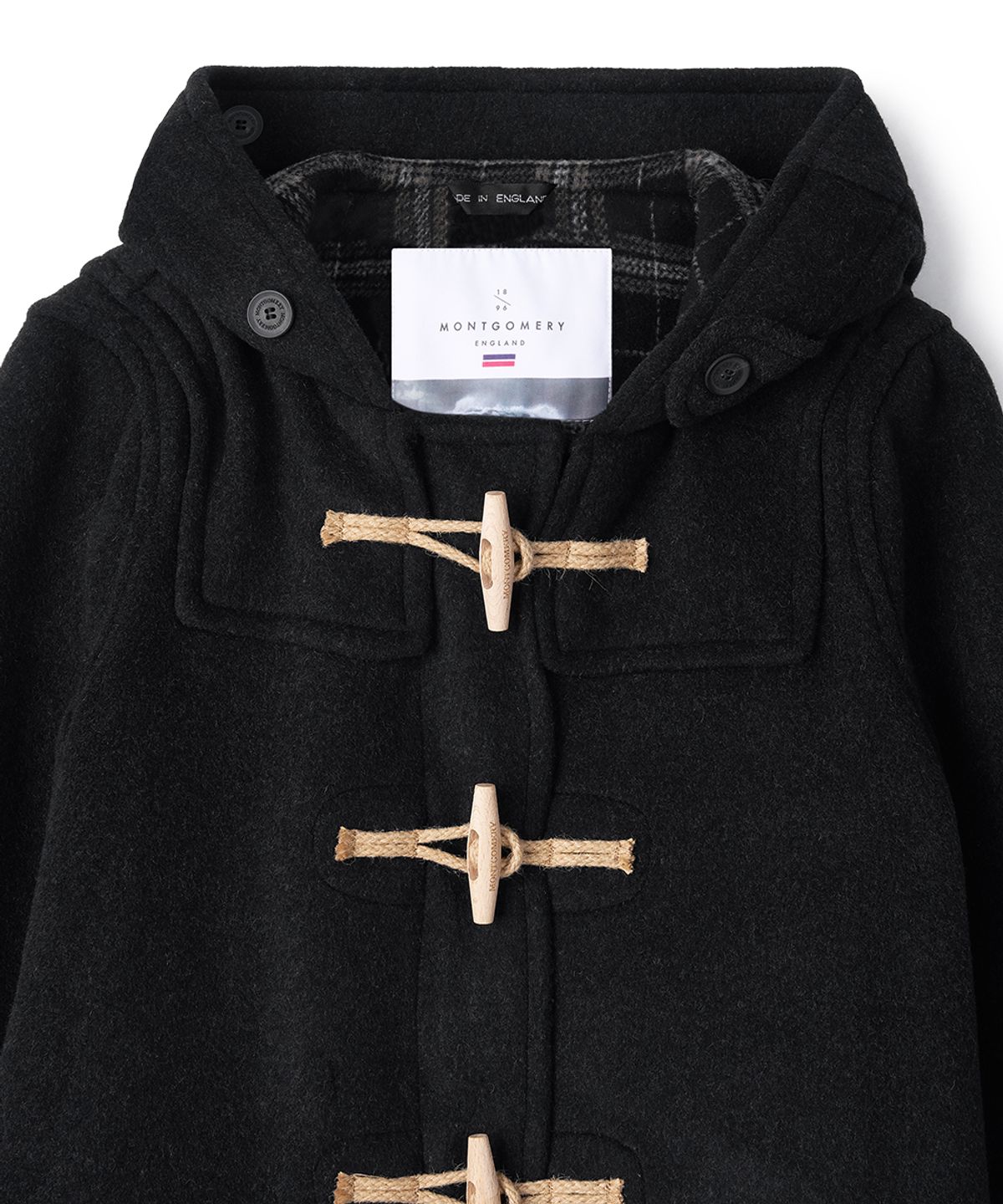 몽고메리(MONTGOMERY) WOMENS CLASSIC FIT DUFFLE COAT WITH WOODEN - CHARCOAL