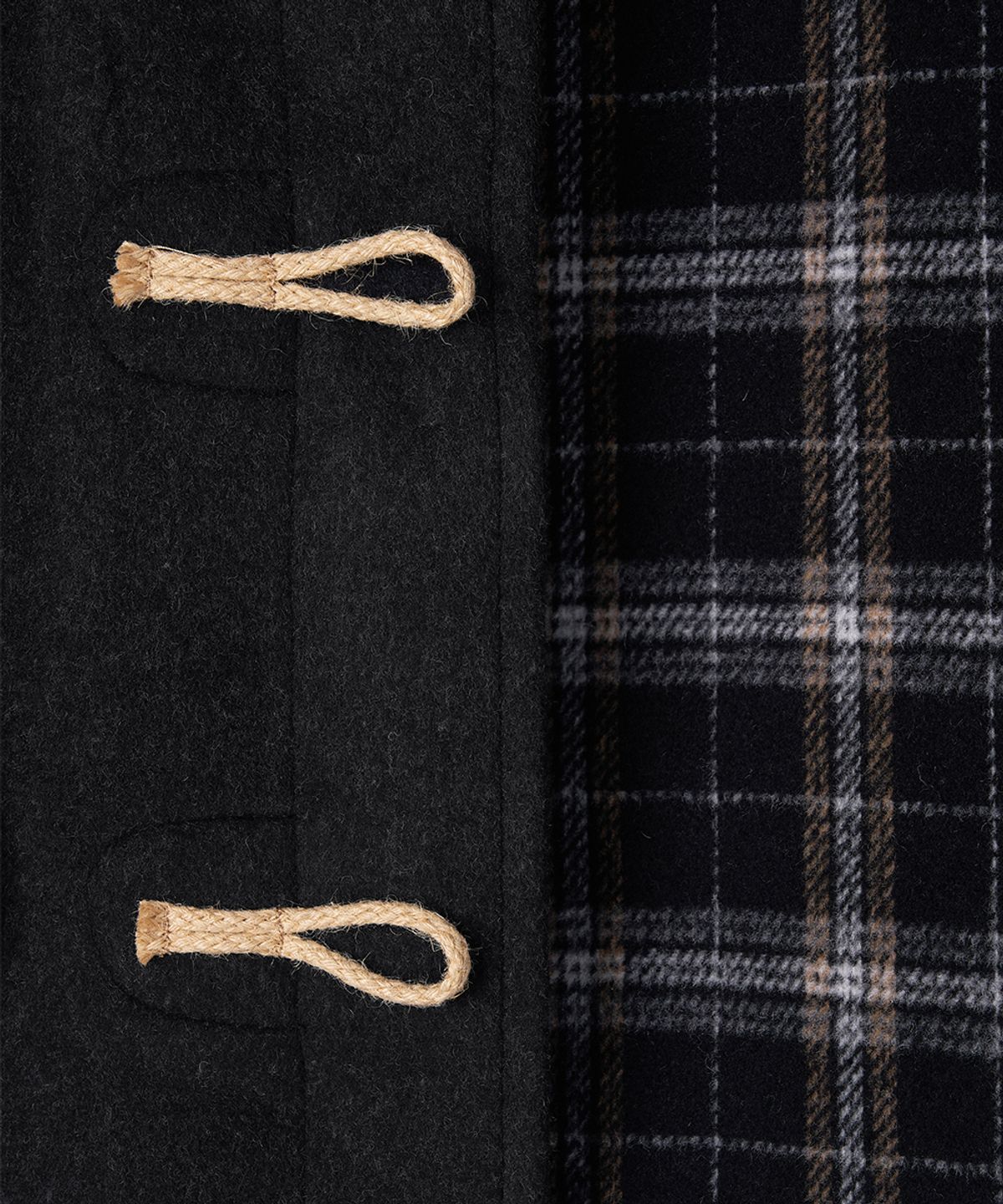 몽고메리(MONTGOMERY) WOMENS CLASSIC FIT DUFFLE COAT WITH WOODEN - CHARCOAL