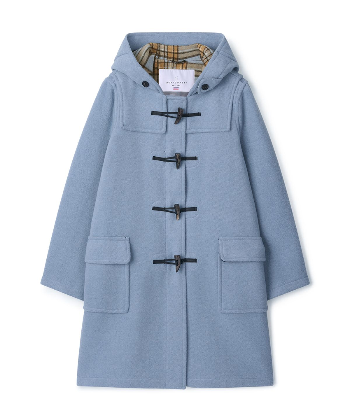 몽고메리(MONTGOMERY) WOMENS CLASSIC FIT DUFFLE COAT WITH HORN - BABY BLUE