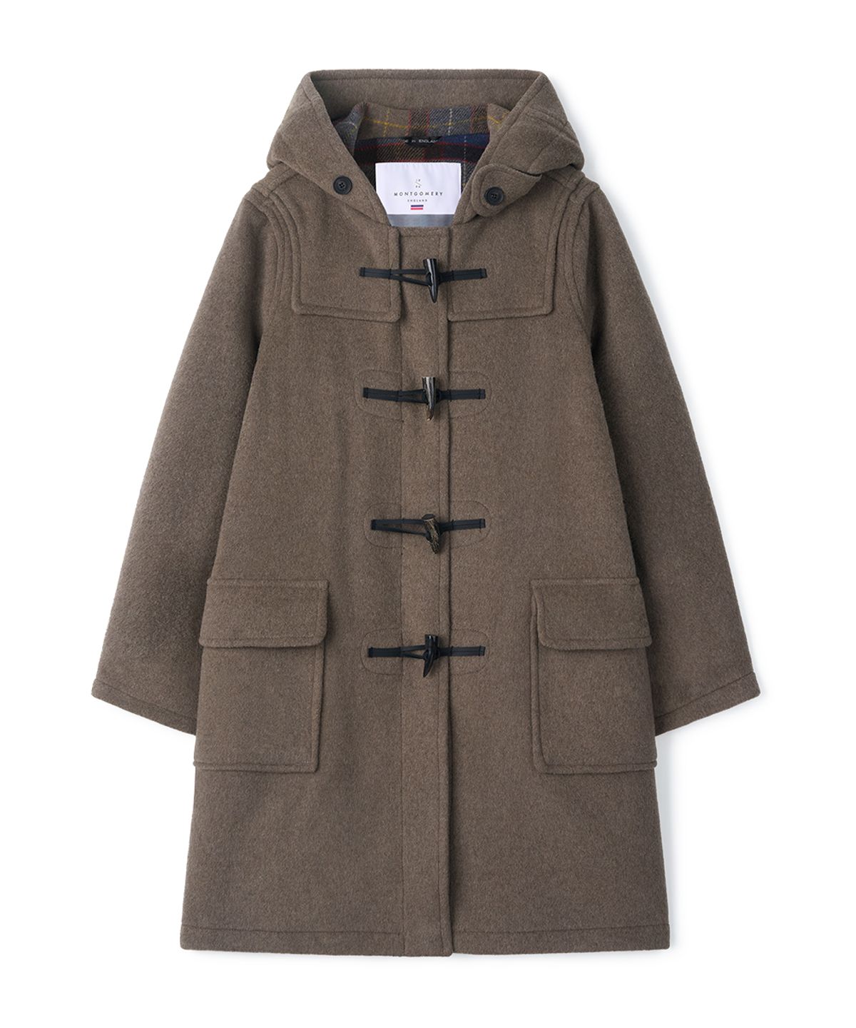 몽고메리(MONTGOMERY) WOMENS CLASSIC FIT DUFFLE COAT WITH HORN - MUSHROOM