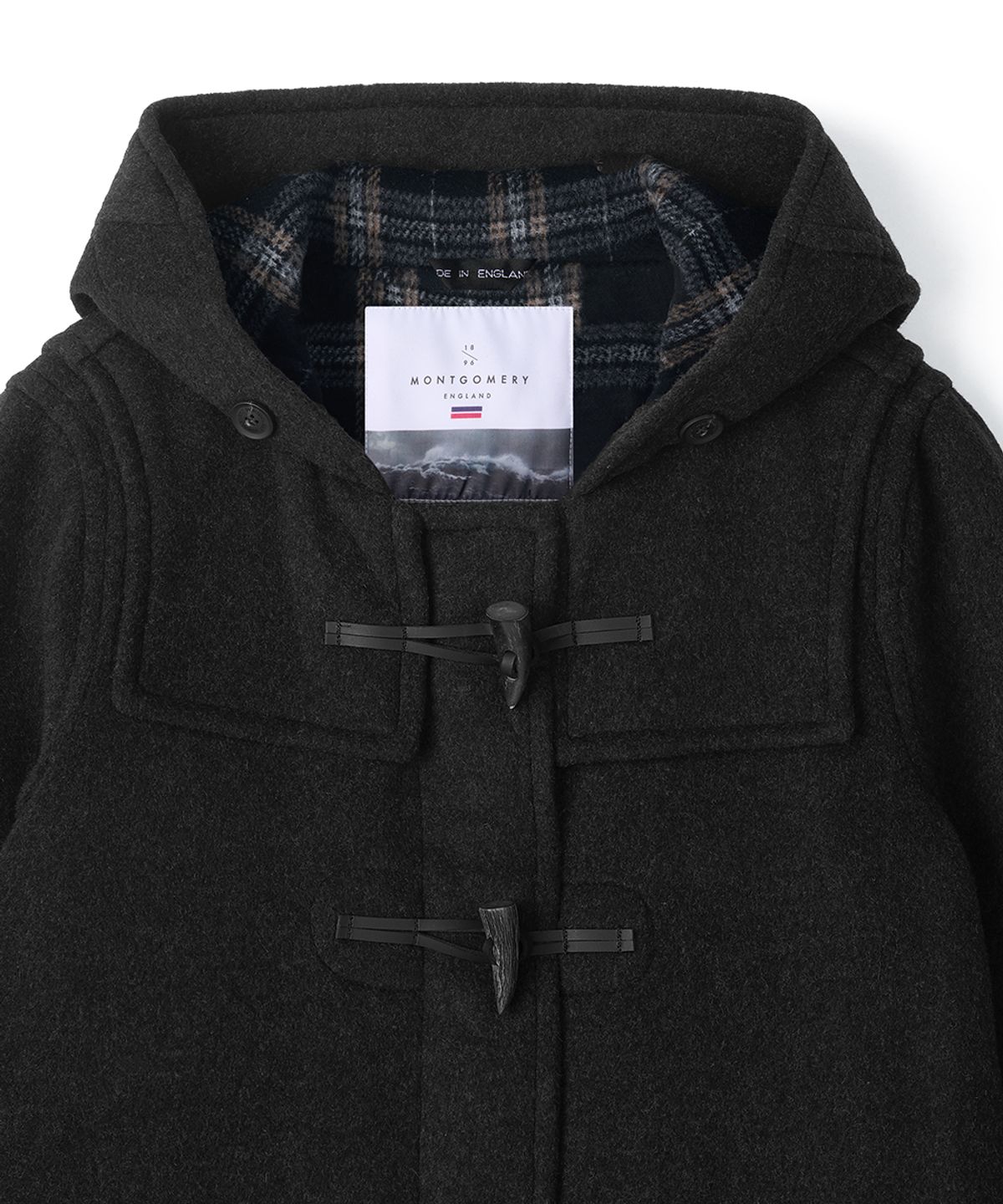 몽고메리(MONTGOMERY) WOMENS CLASSIC FIT DUFFLE COAT WITH HORN - CHARCOAL