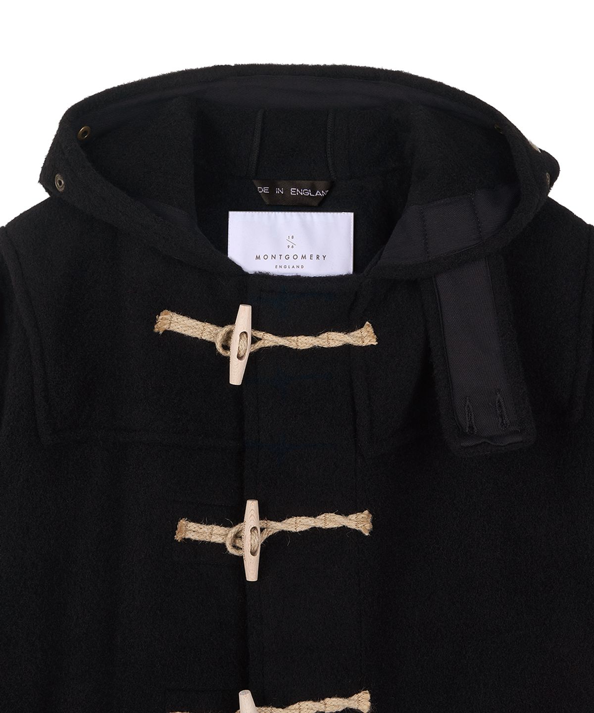 몽고메리(MONTGOMERY) SHORT ORIGINAL DUFFLE COAT WITH WOODEN - BLACK