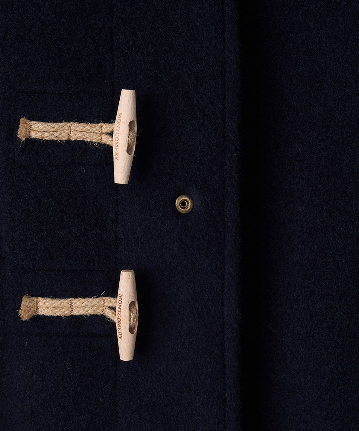 몽고메리(MONTGOMERY) SHORT ORIGINAL DUFFLE COAT WITH WOODEN - NAVY