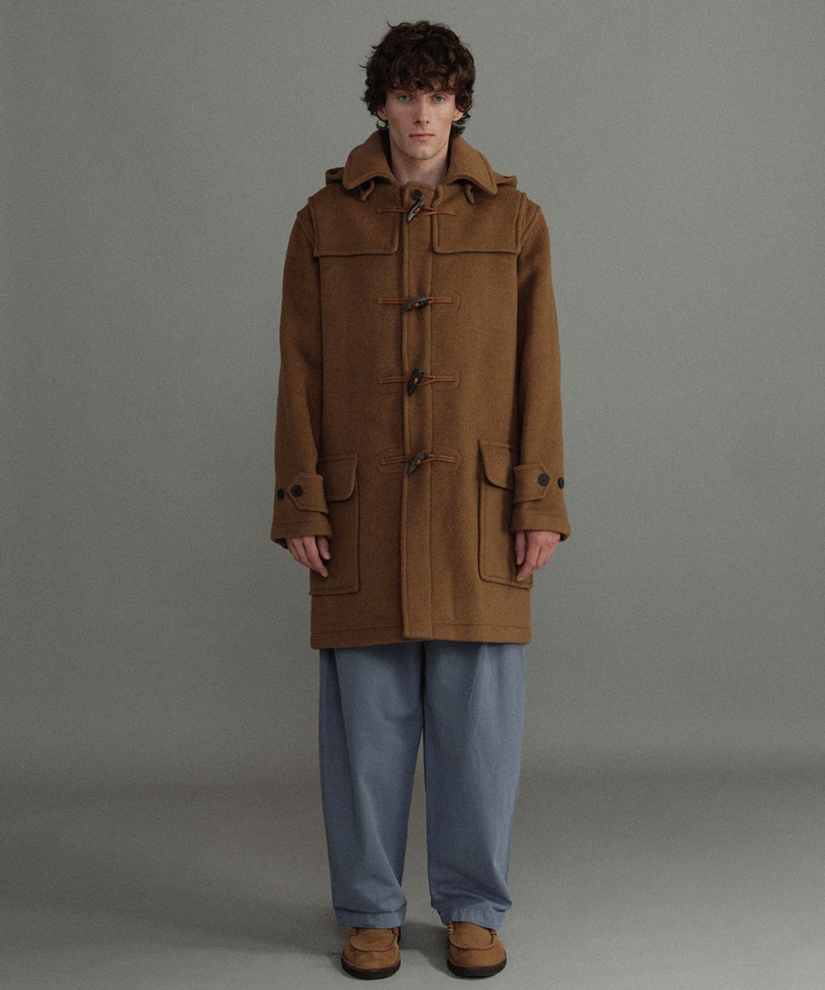 몽고메리(MONTGOMERY) CUSTOM FIT DUFFLE COAT WITH HORN - CAMEL