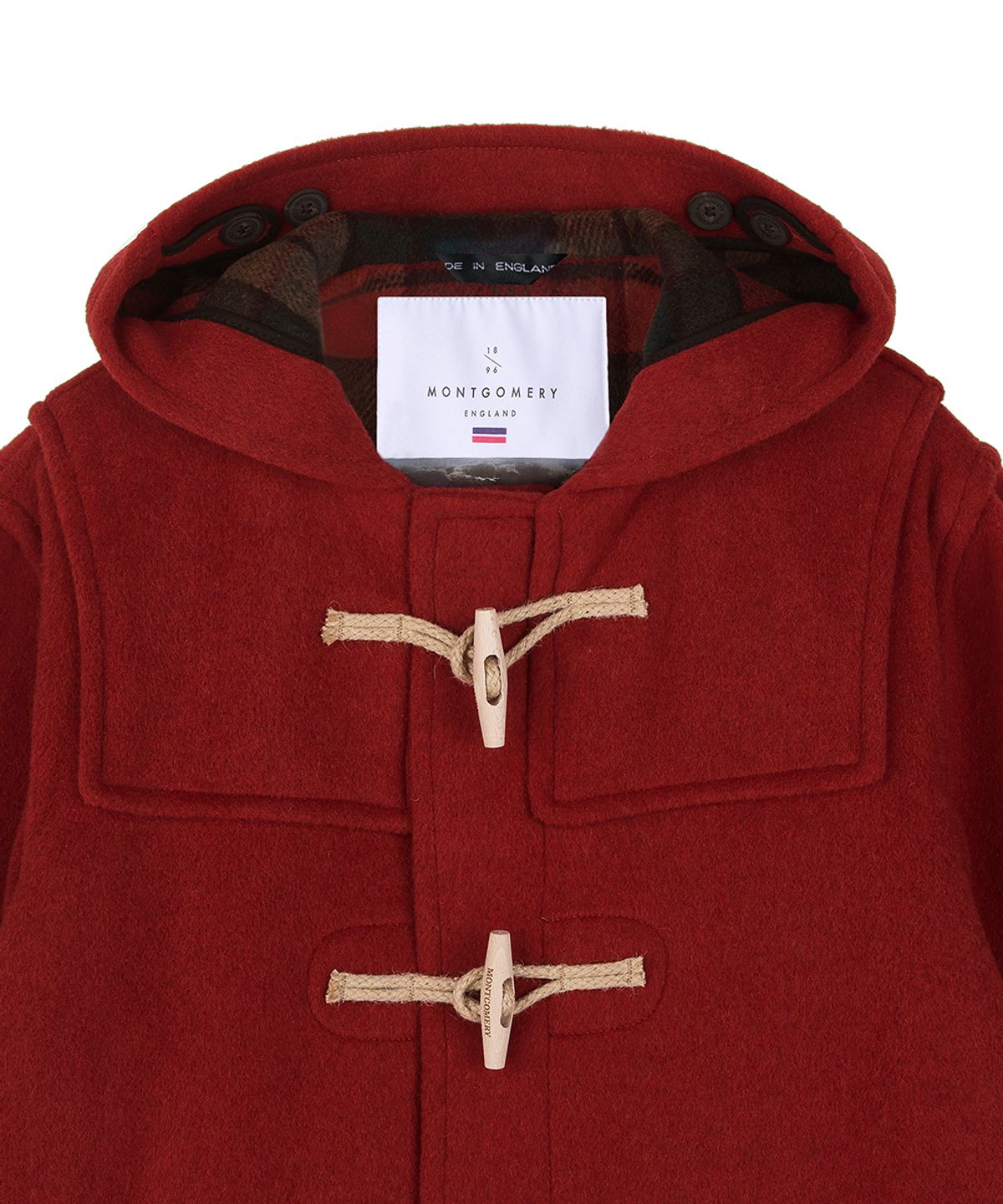 몽고메리(MONTGOMERY) CLASSIC FIT DUFFLE COAT WITH WOODEN - BURNT ORANGE