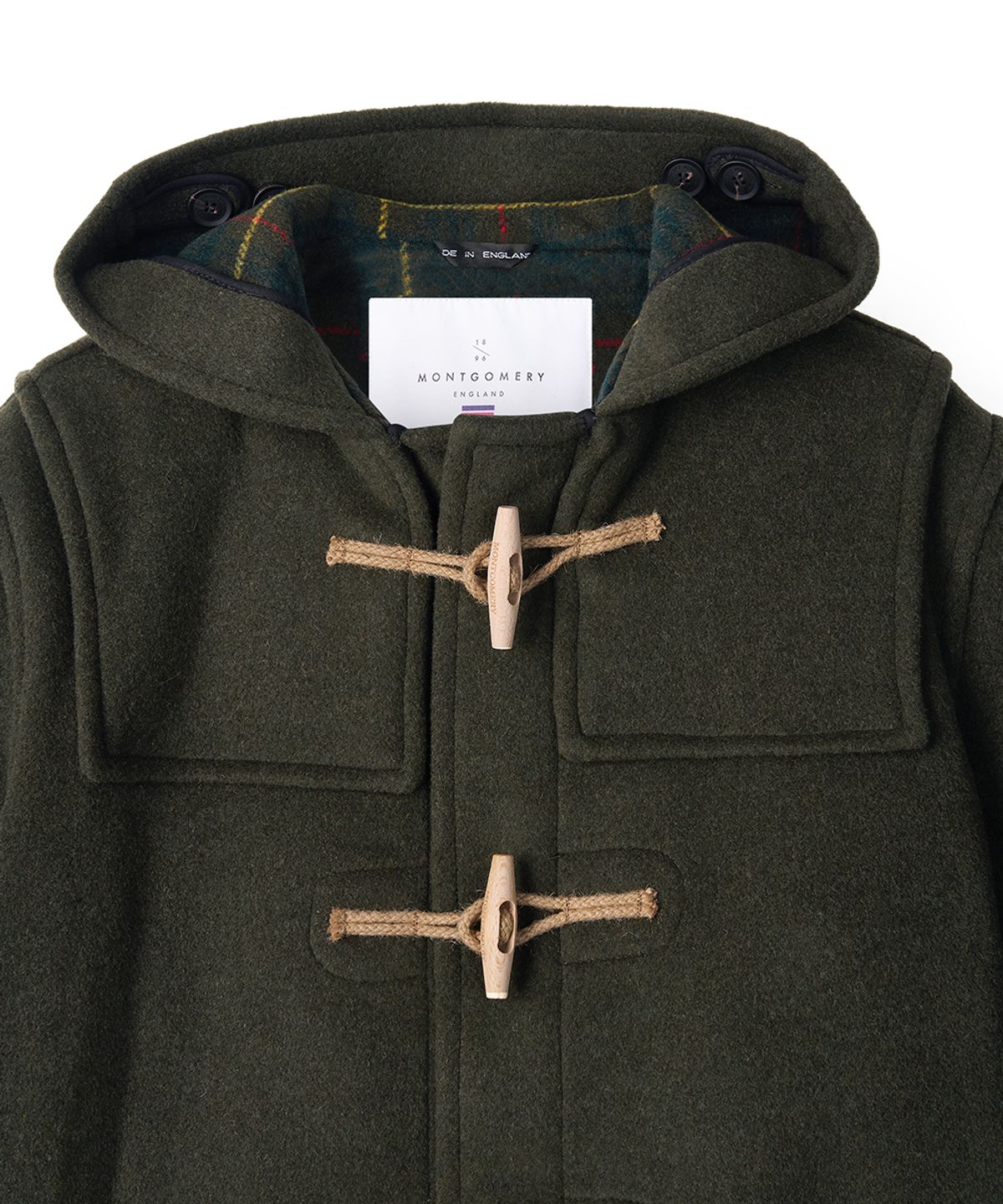 몽고메리(MONTGOMERY) CLASSIC FIT DUFFLE COAT WITH WOODEN - OLIVE