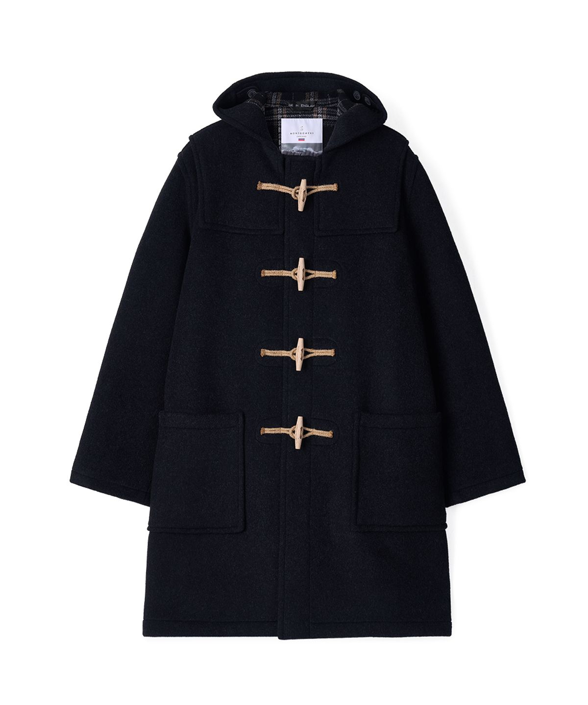 몽고메리(MONTGOMERY) CLASSIC FIT DUFFLE COAT WITH WOODEN - CHARCOAL