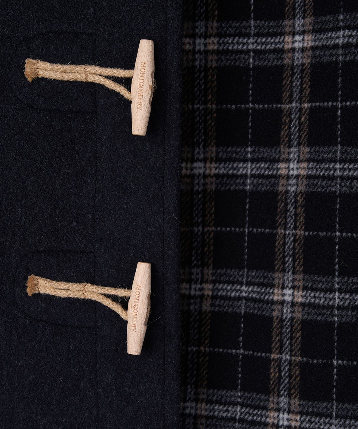 몽고메리(MONTGOMERY) CLASSIC FIT DUFFLE COAT WITH WOODEN - CHARCOAL