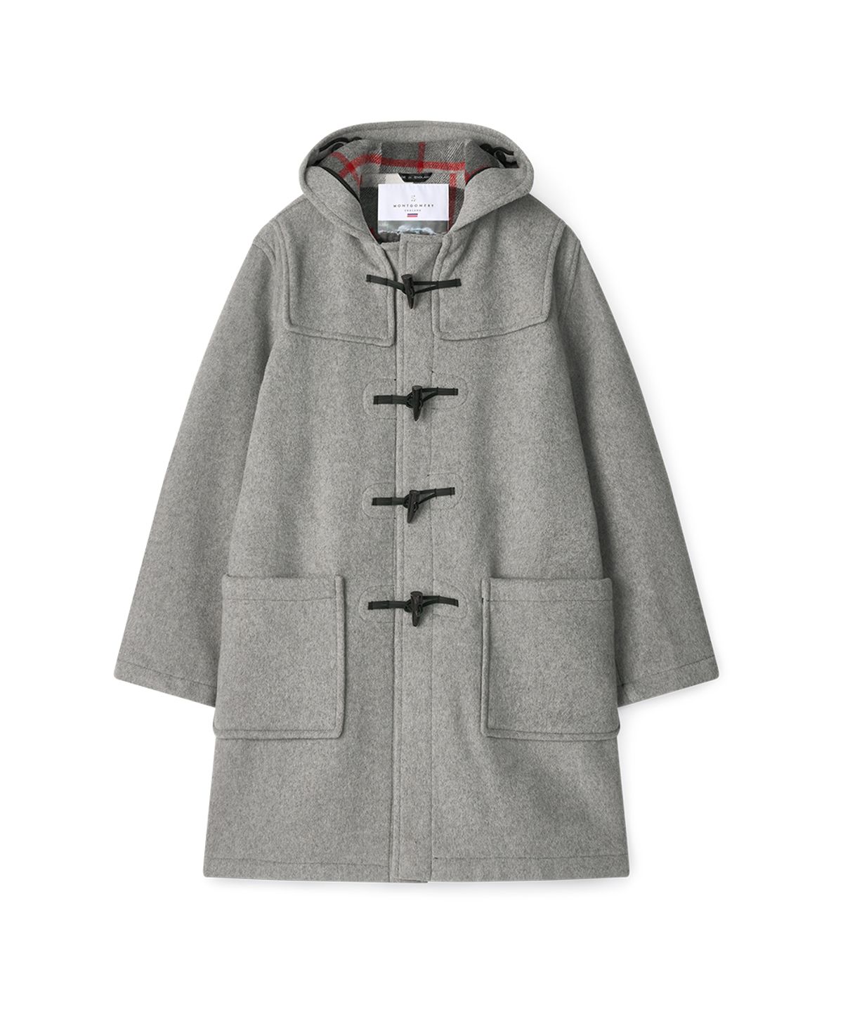 몽고메리(MONTGOMERY) CLASSIC FIT DUFFLE COAT WITH HORN - PEARL GREY