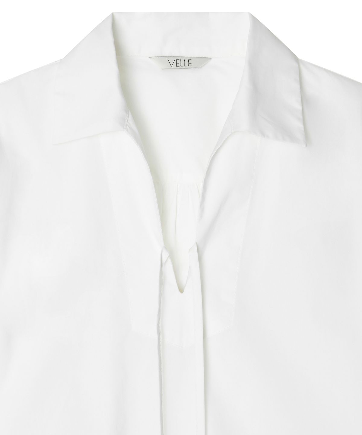 벨르(VELLE) Tie Strap V-Neck Shirt_White