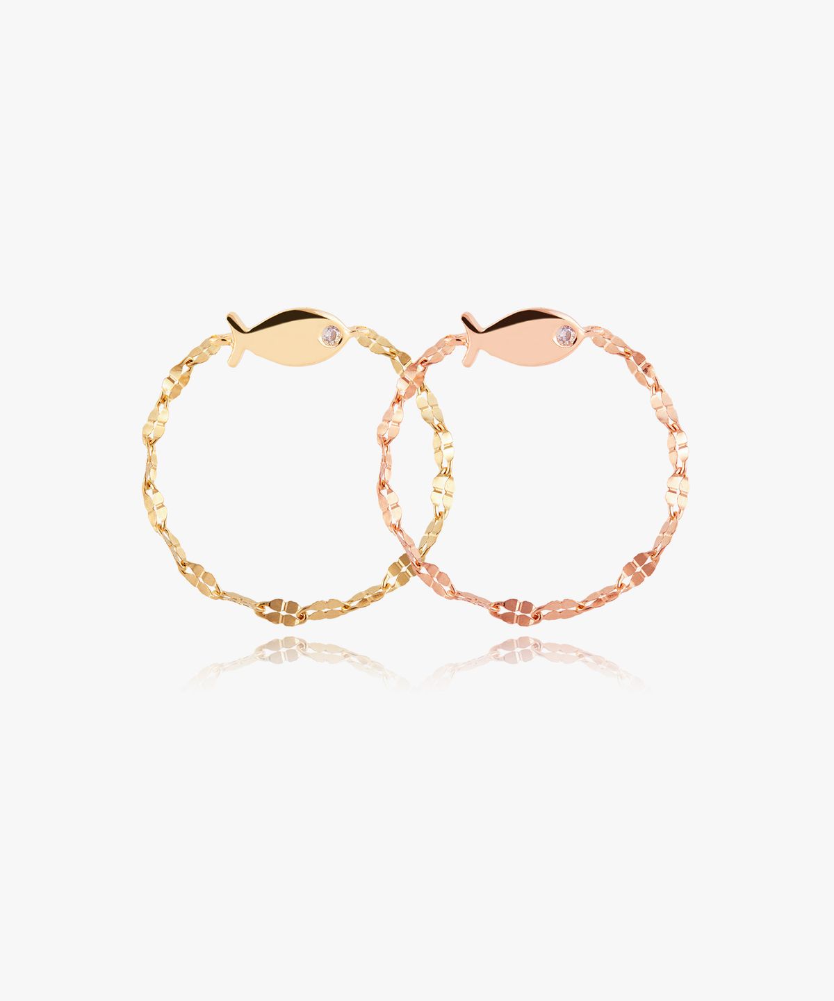 엘렌쥬얼리(HELENE JEWELRY) 14K 물고기 클로버 체인 반지