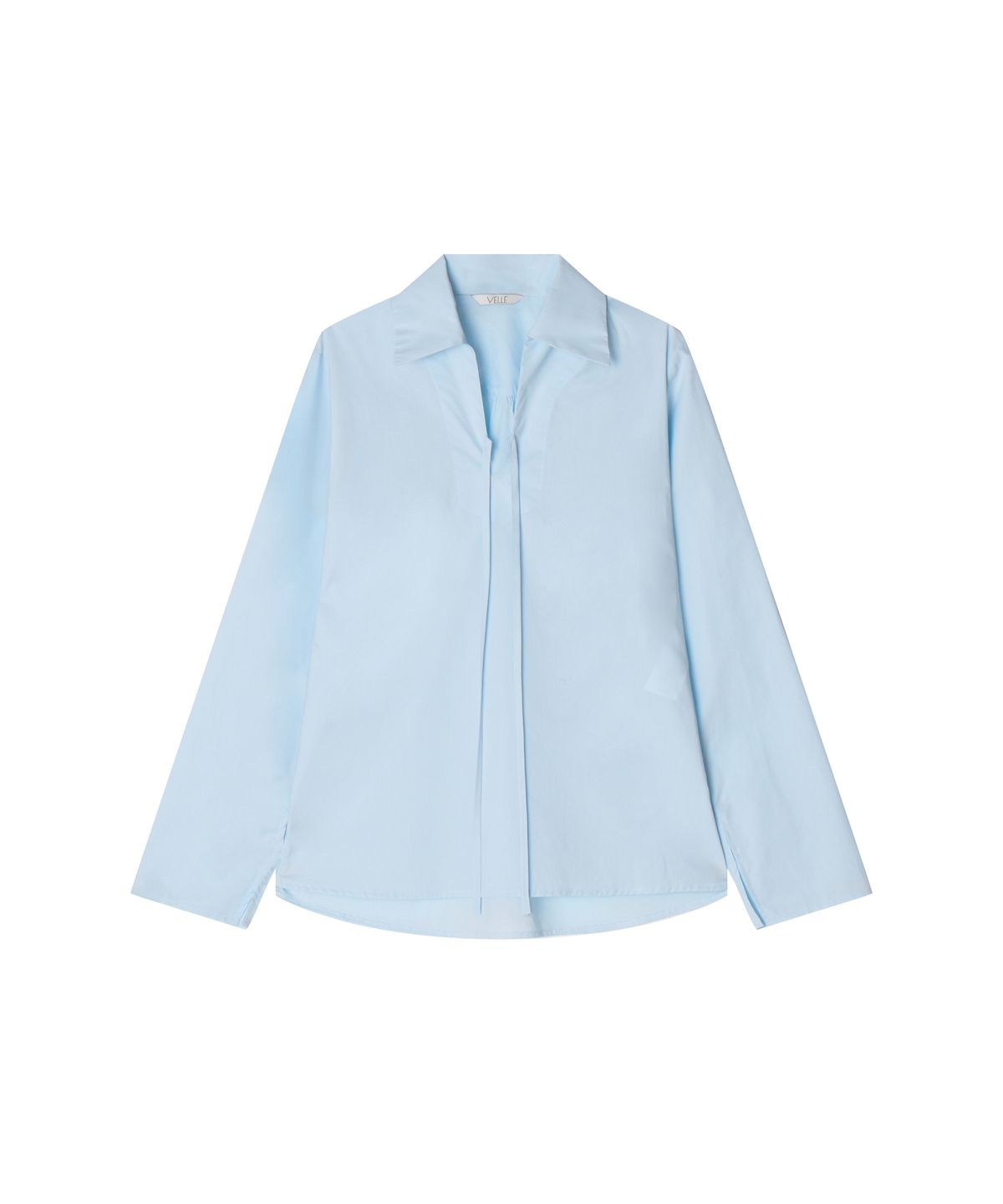 벨르(VELLE) Tie Strap V-Neck Shirt_Blue