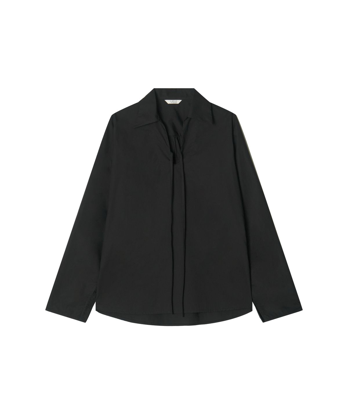 벨르(VELLE) Tie Strap V-Neck Shirt_Black