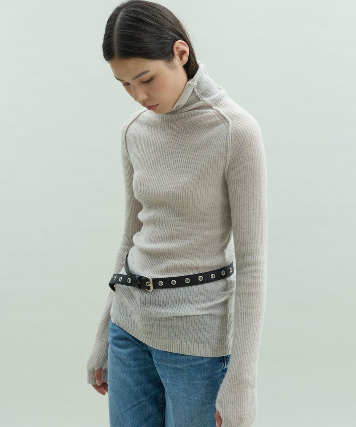 디에토(DEETO) Alpaca Ribbed Turtleneck [GREY]