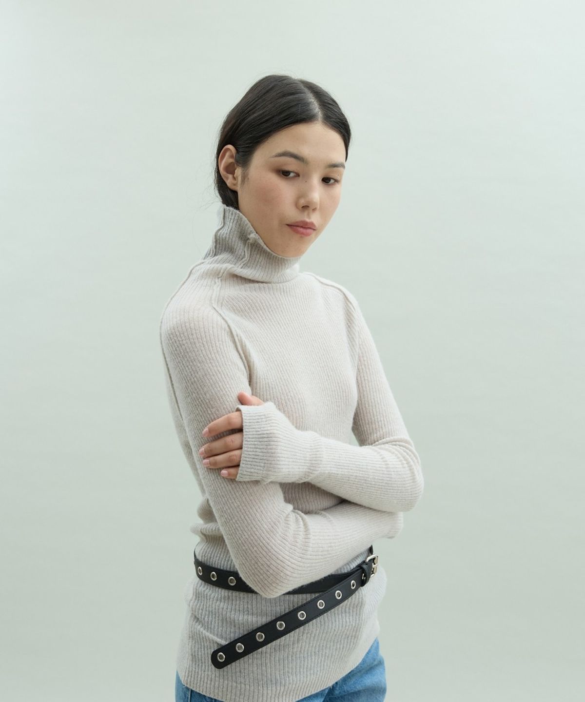 디에토(DEETO) Alpaca Ribbed Turtleneck [GREY]