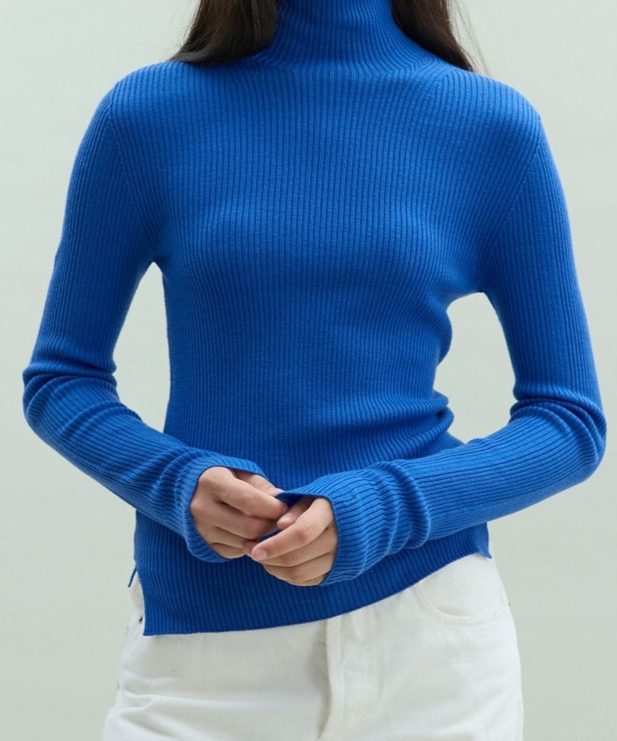 디에토(DEETO) Wholegarment 100 Wool Italian Yarn Turtleneck [BLUE]