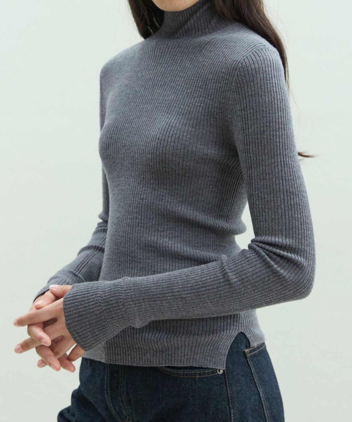 디에토(DEETO) Wholegarment 100 Wool Italian Yarn Turtleneck [GREY]