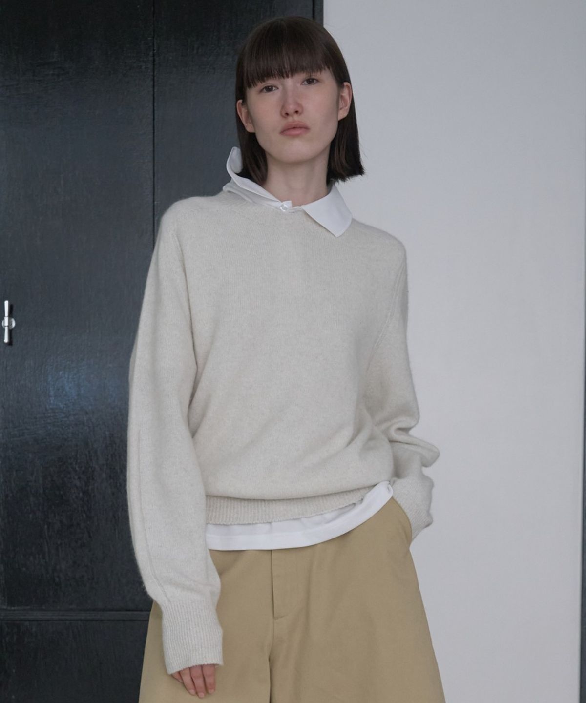 디에토(DEETO) Wholegarment Round Pullover [Light Grey]