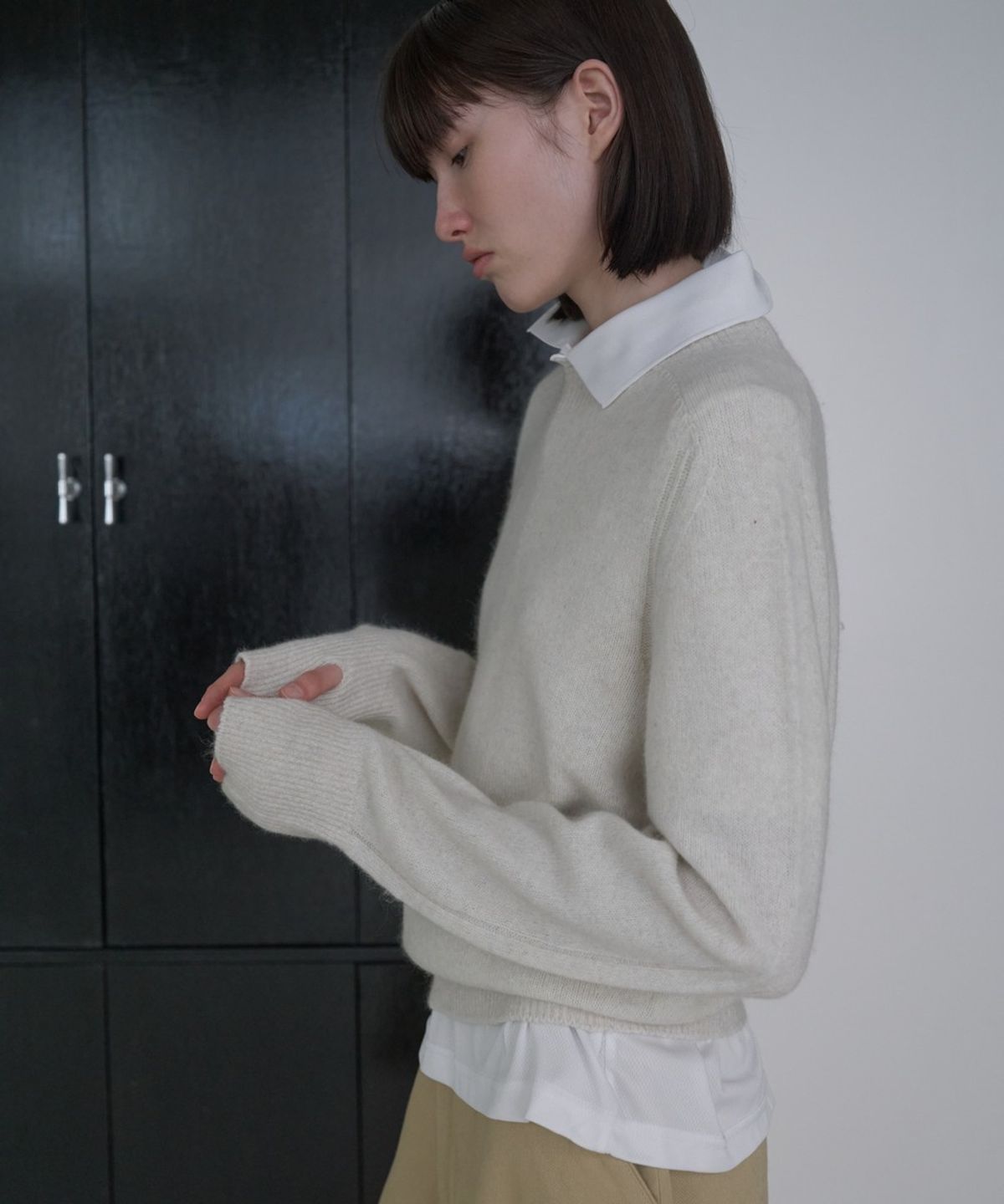 디에토(DEETO) Wholegarment Round Pullover [Light Grey]