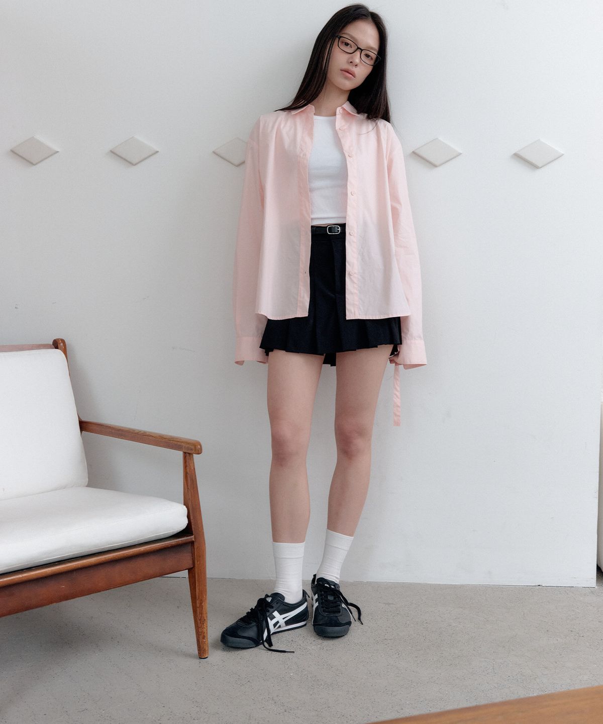 벨르(VELLE) Belted Shirt_Pink