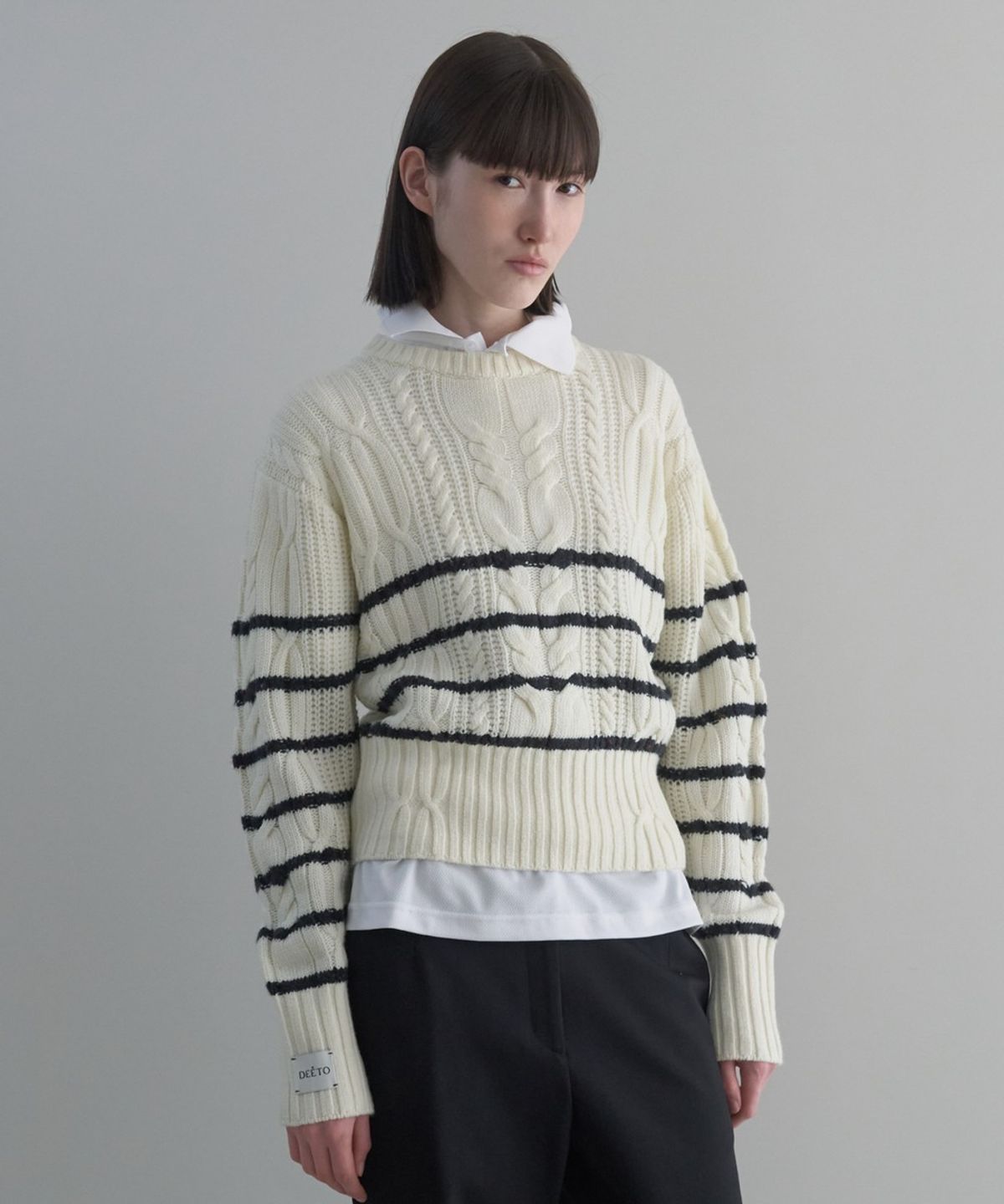 디에토(DEETO) Low Gauge Cable Pullover [IVORY]