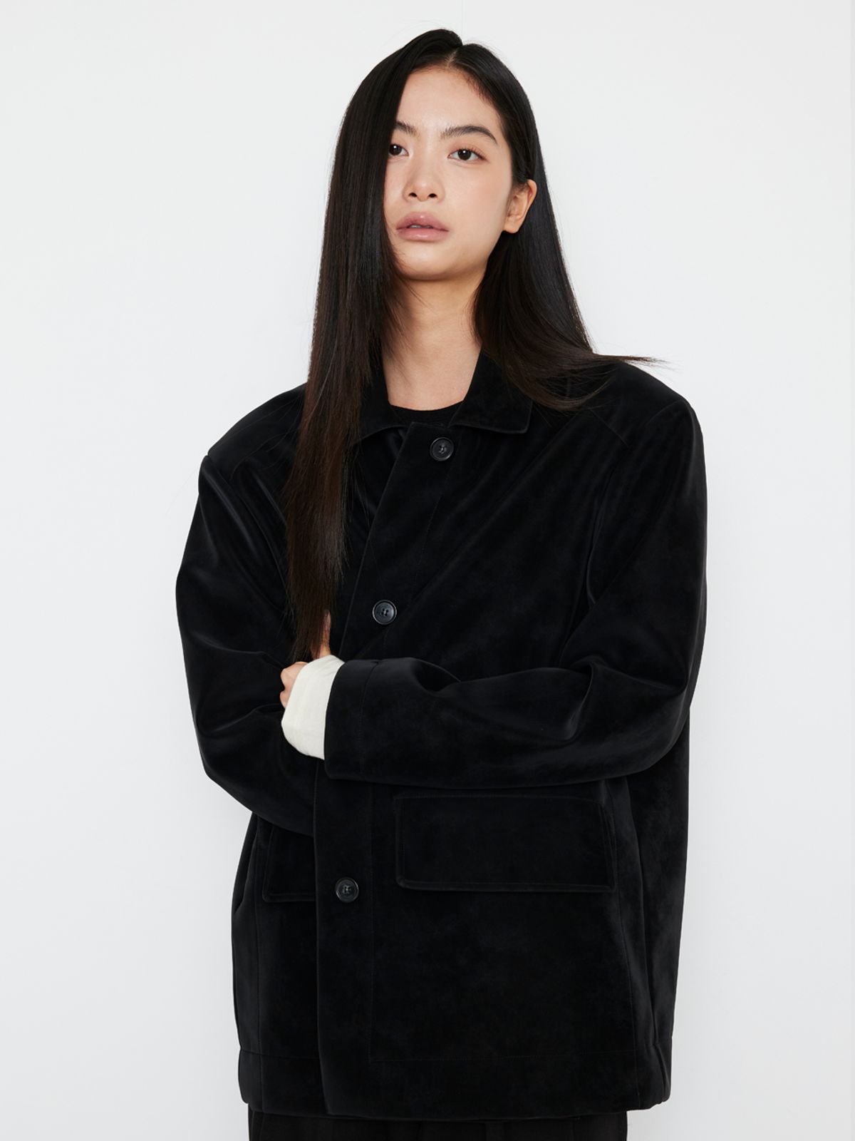 케리두(QUERIDO) 매트 빈티지 스웨이드 클래식 자켓 블랙