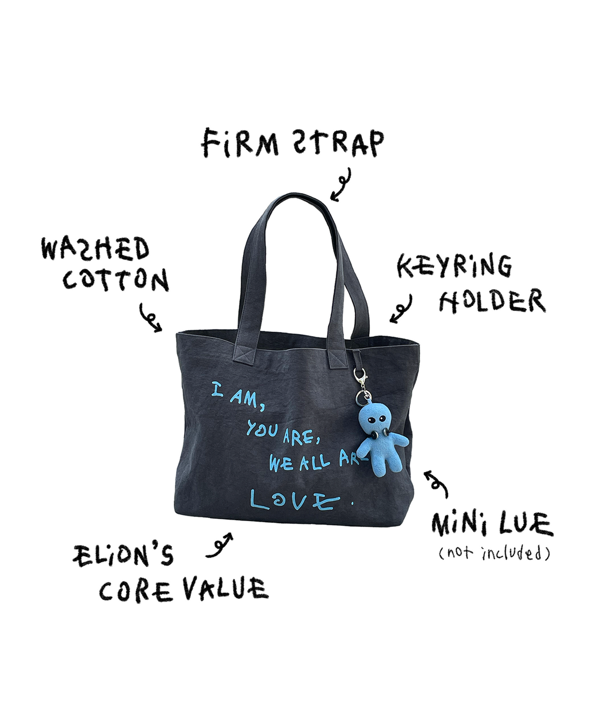 블룰루(BLUELUE) LOVE big tote bag (charcoal)