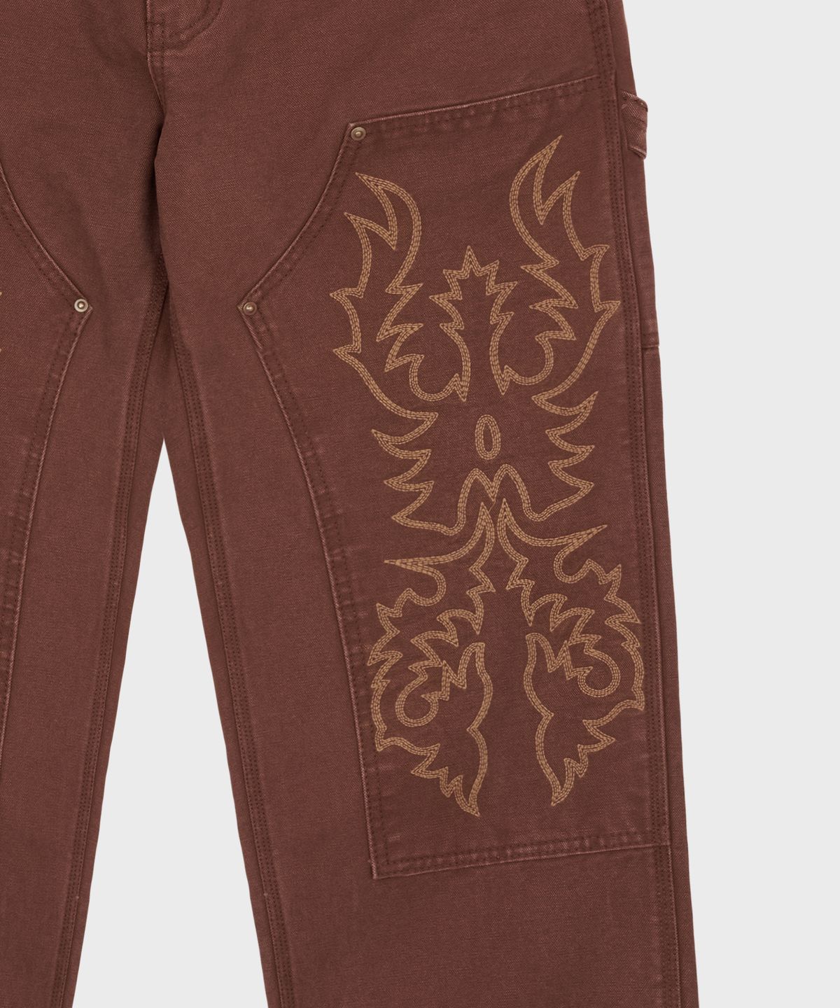 카이소(KYSO) 웨스턴 더블 니 옥스퍼드 팬츠 빈티지 브라운