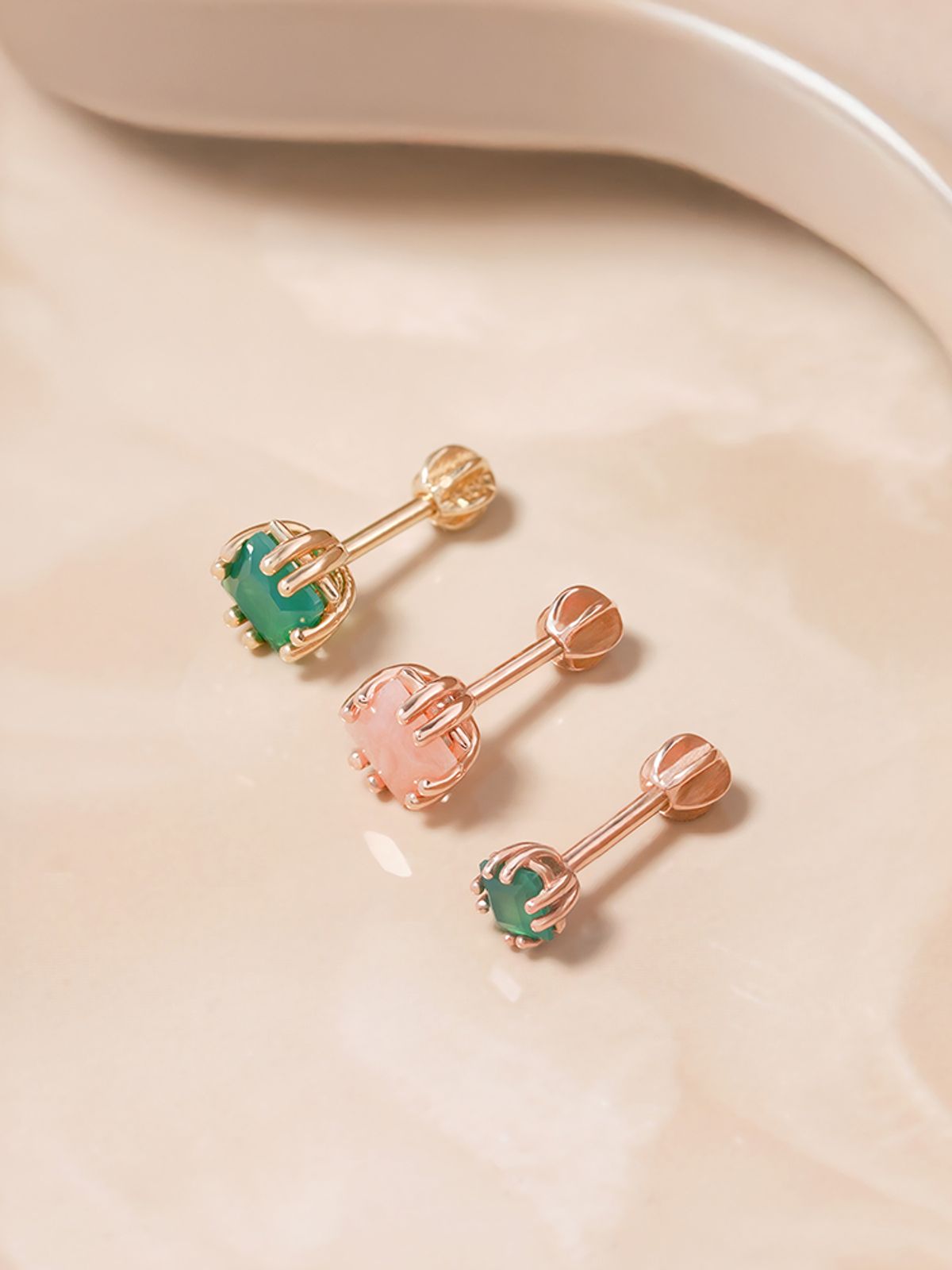 미니멀피어싱(MINIMALPIERCING) 14K 18K 모닝 포레스트 원석 피어싱