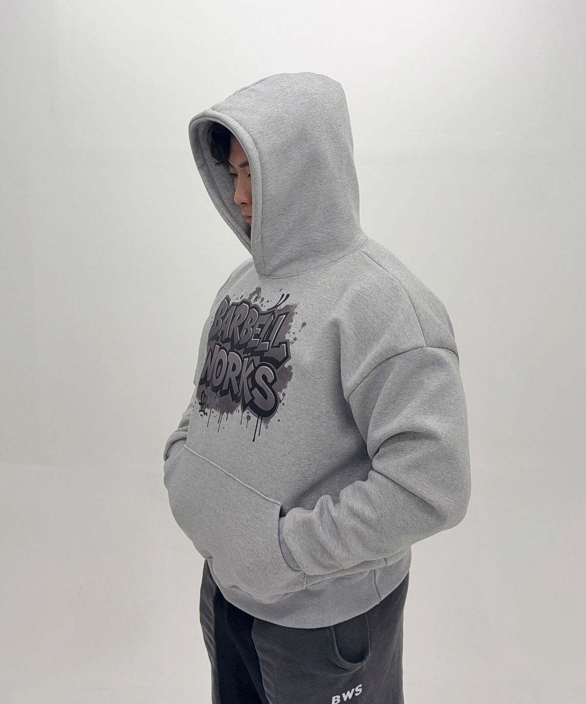 바벨웍스(BARBELLWORKS) 그래피티 헤비고중량이중지 기모 후드티셔츠