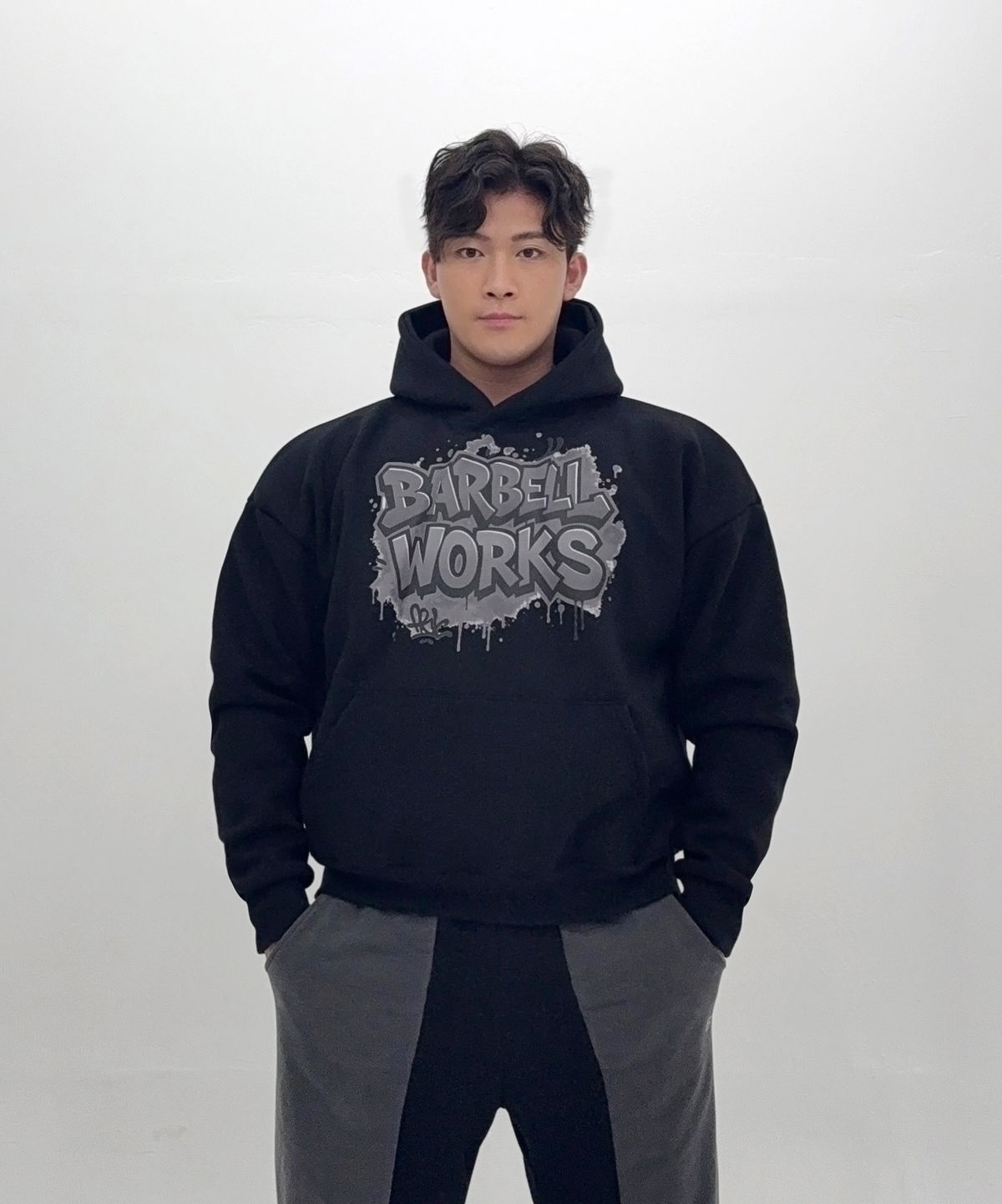 바벨웍스(BARBELLWORKS) 그래피티 헤비고중량이중지 기모 후드티셔츠