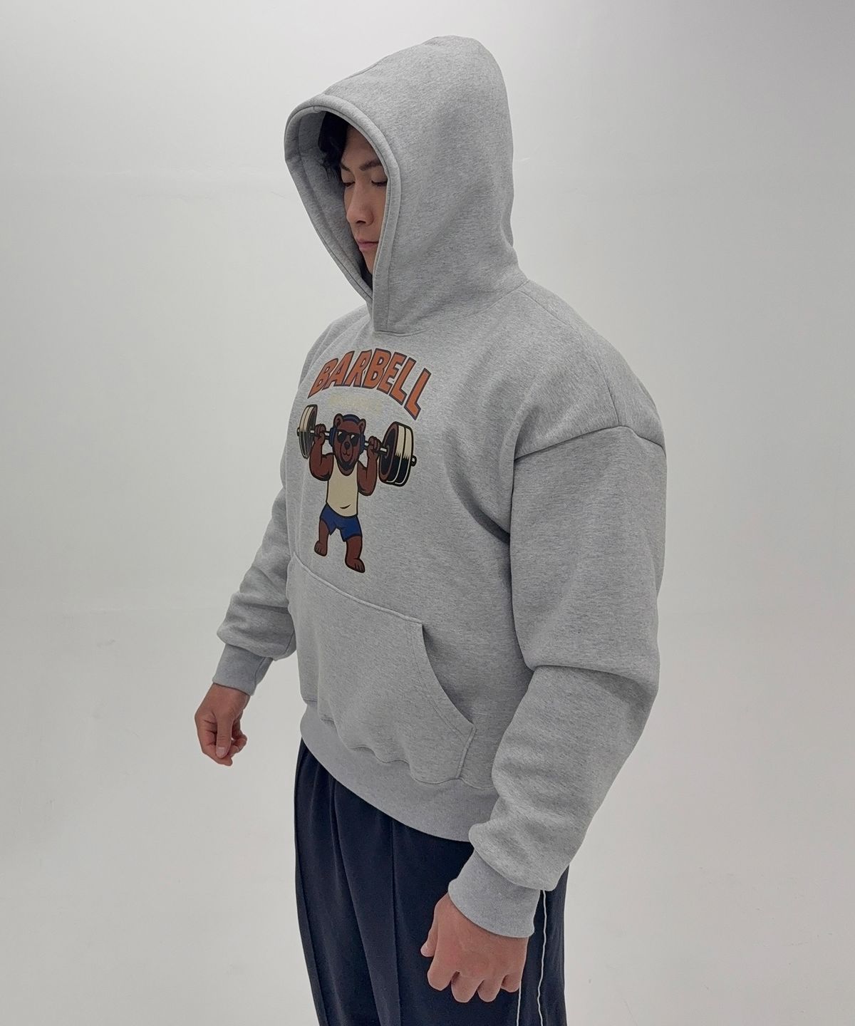 바벨웍스(BARBELLWORKS) 베어 헤비고중량이중지 기모 후드티셔츠