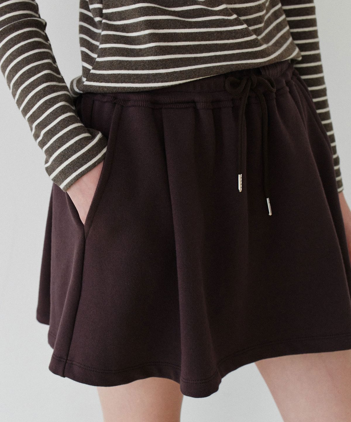 그라스플랜(GRASPLAN) Banding Skirt Shorts_Brown