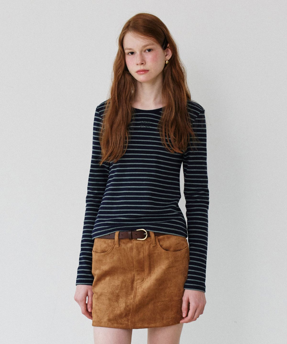 그라스플랜(GRASPLAN) Suede Mini skirt_Camel