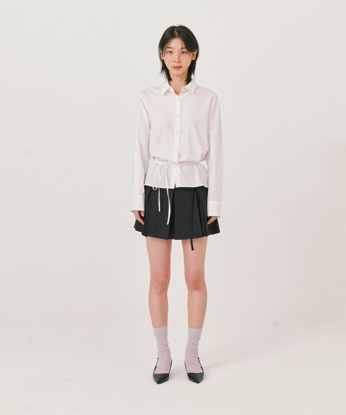 그라스플랜(GRASPLAN) Mini Pleats Skirt_Navy