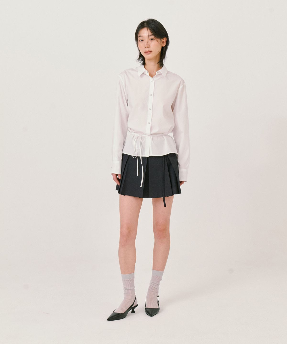 그라스플랜(GRASPLAN) Mini Pleats Skirt_Navy