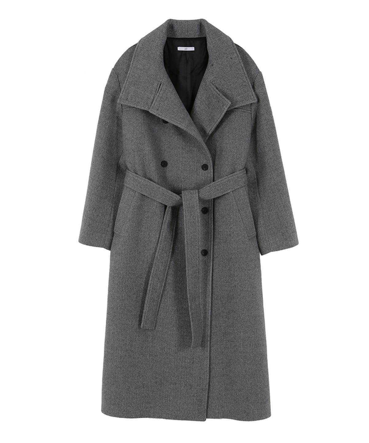 어니브(ANIV) HIGH NECK BELTED COAT GRAY