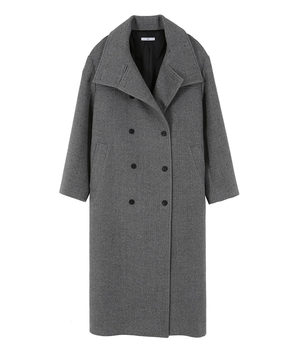 어니브(ANIV) HIGH NECK BELTED COAT GRAY