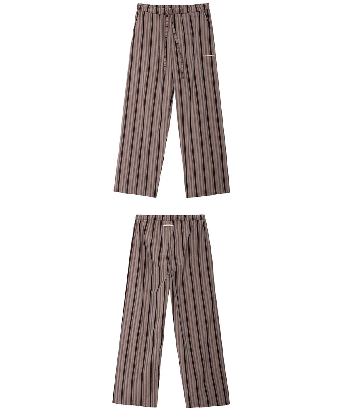 온유어오운(ONYOUROWN) BROWN STRIPED TROUSERS