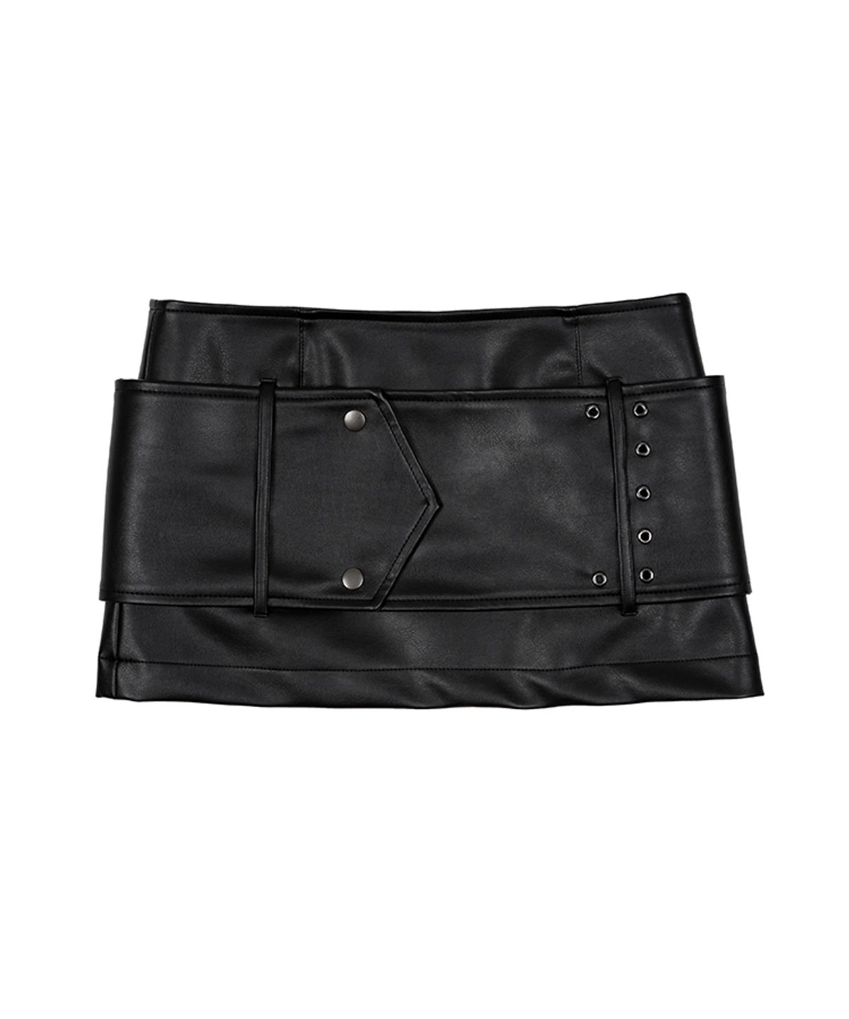 어니브(ANIV) LEATHER MINI SKIRT BLACK