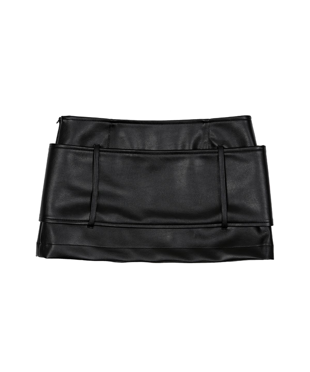 어니브(ANIV) LEATHER MINI SKIRT BLACK
