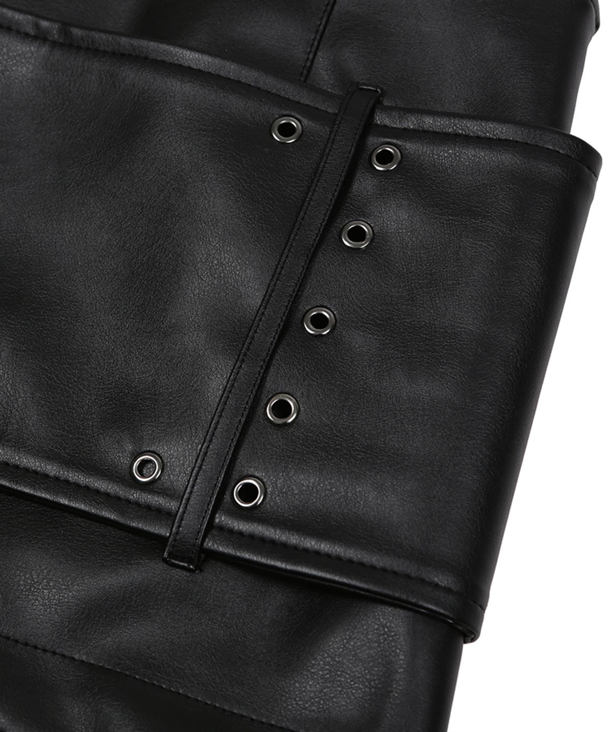 어니브(ANIV) LEATHER MINI SKIRT BLACK