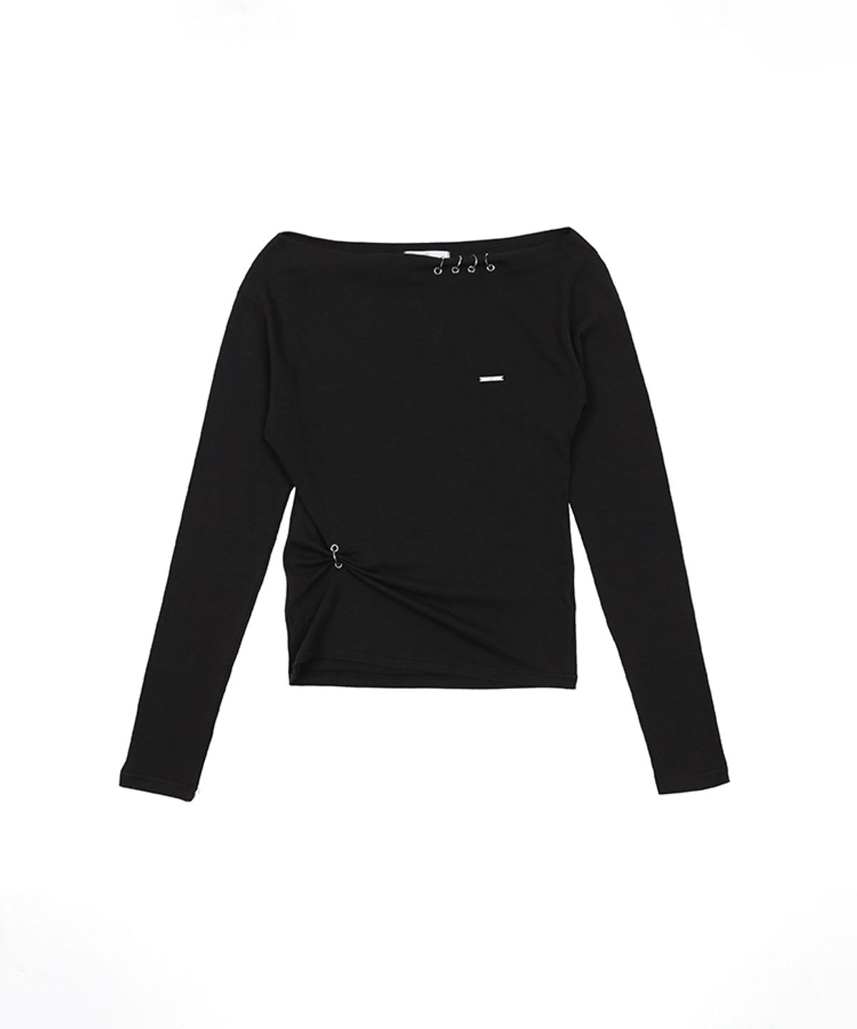 어니브(ANIV) PIERCING EYELET T-SHIRT BLACK
